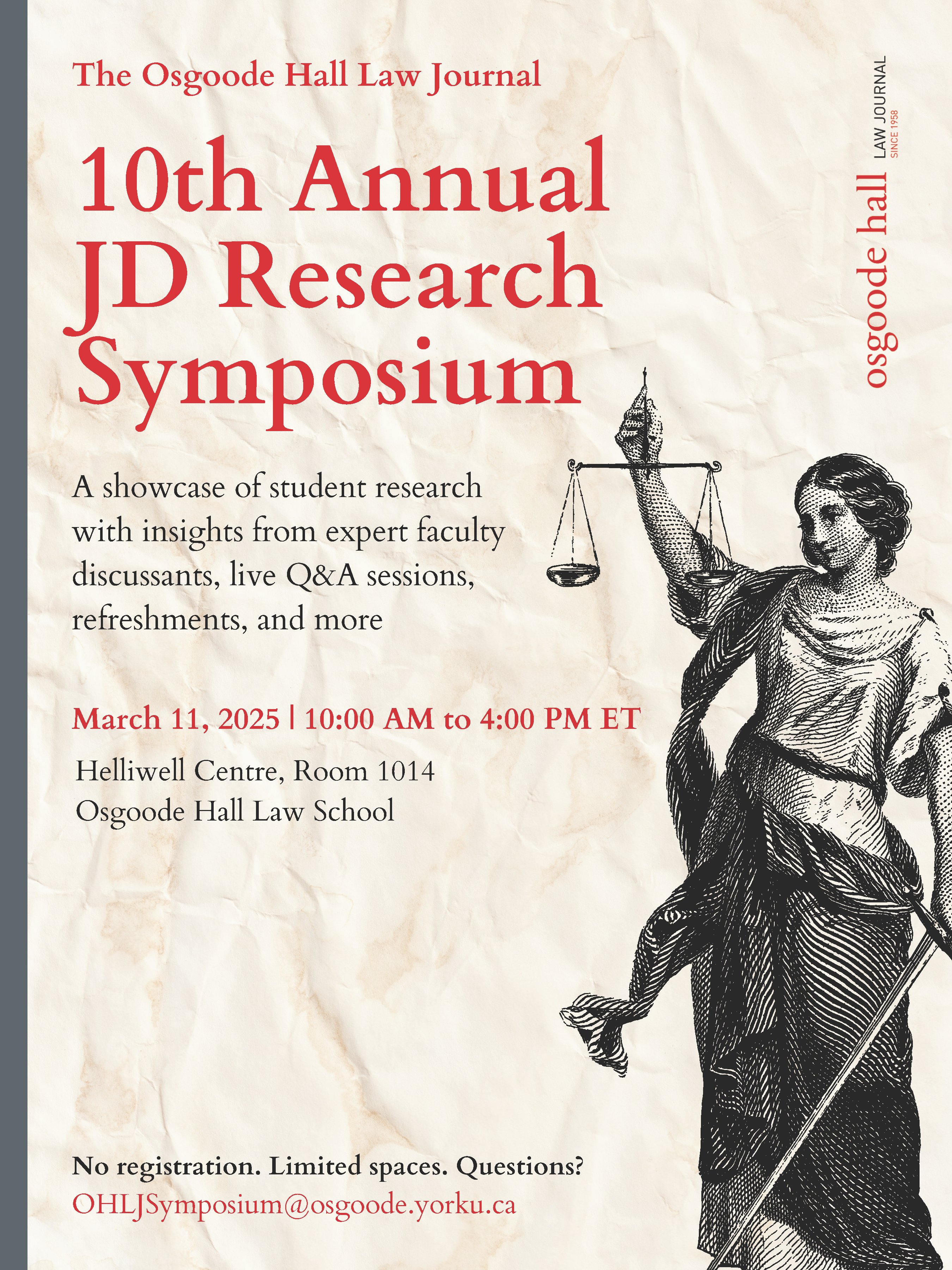 Poster for the 10th Annual Osgoode Hall Law Journal Research Symposium